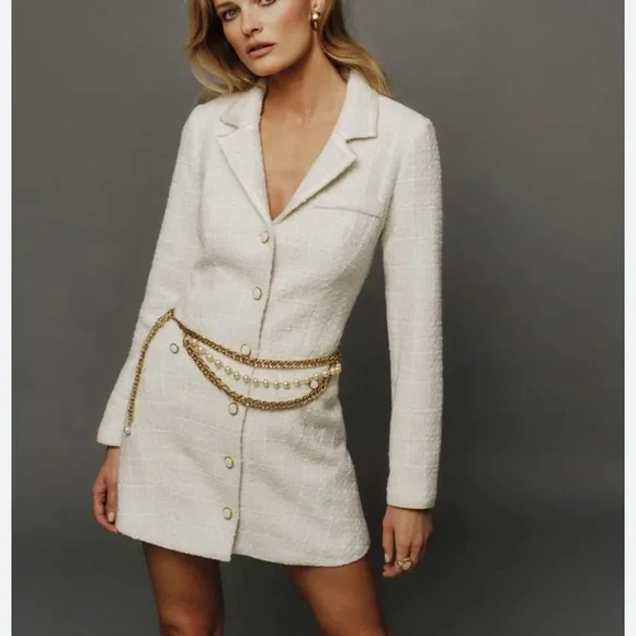 Reformation Ivory Textured Long Blazer - Picture 3 of 3